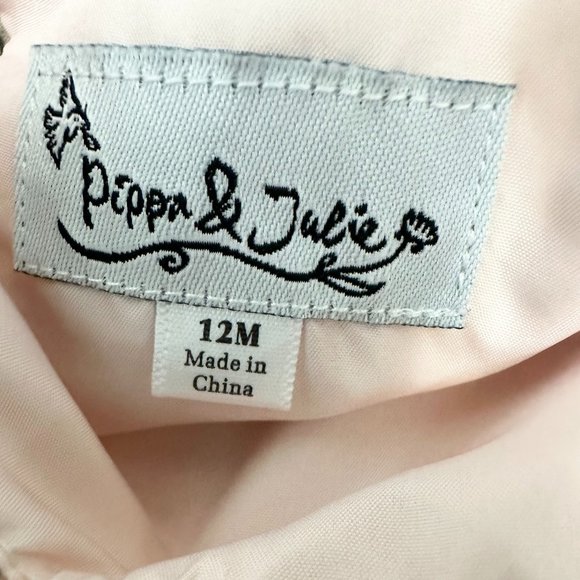 Pippa & Julie Baby Girl Pink Dress with Bloomers Size 12M, Pre-owned - Picture 2 of 4